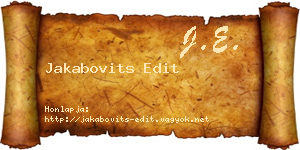 Jakabovits Edit névjegykártya